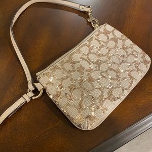 Gold Sequin Coach Wristlet
